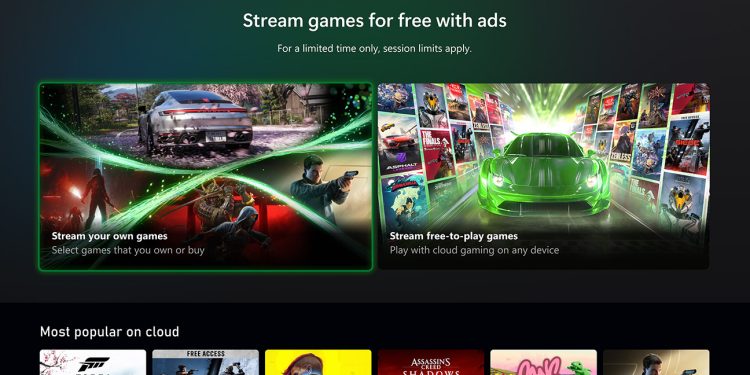 Xbox testează jocurile în cloud gratuite, cu reclame